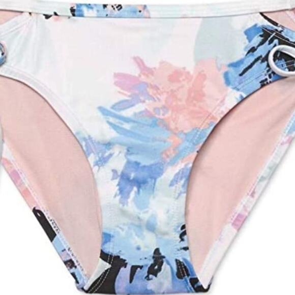 2 FOR $5 SALE NWT Joy Lab Tie Hipster Bikini Bottom Medium Blue Floral - Picture 4 of 10